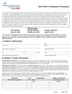 Priority Dates Fall Semester  Spring Semester