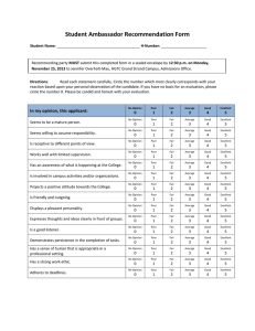 Student Ambassador Recommendation Form