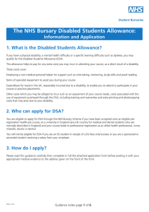 The NHS Bursary Disabled Students Allowance: Information and Application