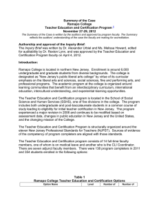 Summary of the Case Ramapo College Teacher Education and Certification Program