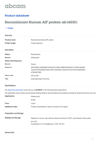 Recombinant Human AIF protein ab160351 Product datasheet 1 Image Overview