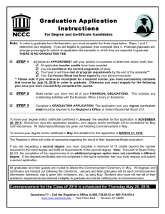 Graduation Application Instructions  For Degree and Certificate Candidates