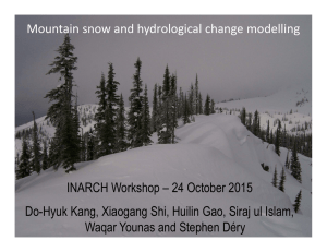 Mountain snow and hydrological change modelling INARCH Workshop – 24 October 2015 Waqar Younas and Stephen Déry