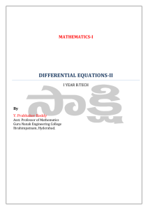 DIFFERENTIAL EQUATIONS-II MATHEMATICS-I By
