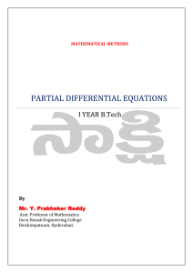PARTIAL DIFFERENTIAL EQUATIONS I YEAR B.Tech By Mr. Y. Prabhaker Reddy