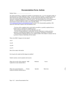 Documentation Form: Autism