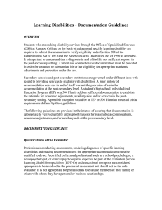Learning Disabilities – Documentation Guidelines