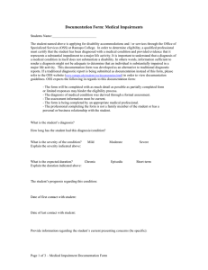 Documentation Form: Medical Impairments