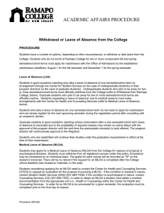 ACADEMIC AFFAIRS PROCEDURE  Withdrawal or Leave of Absence from the College PROCEDURE