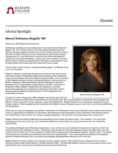 Alumni Alumni Spotlight Sheryl Robinson Bagalio '88 Interest in All Things International