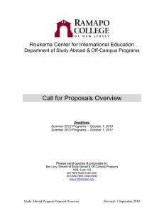 Call for Proposals Overview Roukema Center for International Education