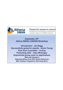 September 24 Athena SWAN LONDON Workshop Introduction - Jan Bogg