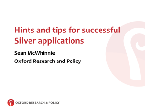 Hints and tips for successful Silver applications  Sean McWhinnie