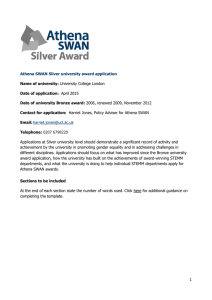 Athena SWAN Silver university award application Name of university: Date of application: