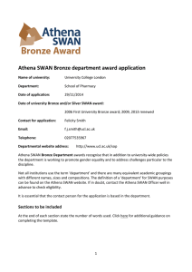 Athena SWAN Bronze department award application