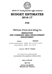 BUDGET ESTIMATES 2016-17  FOR