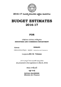 BUDGET ESTIMATES 2016-17  FOR