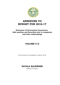 ANNEXURE TO BUDGET FOR 2016-17