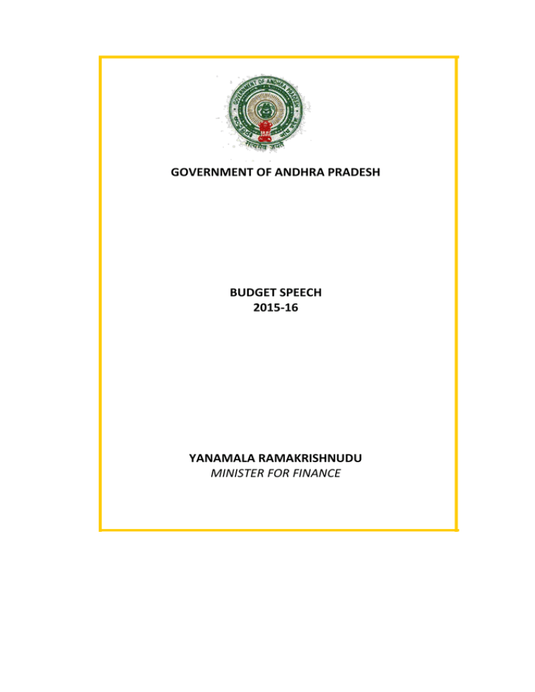 GOVERNMENT OF ANDHRA PRADESH BUDGET SPEECH 201516
