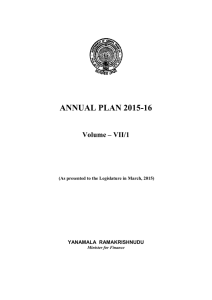 ANNUAL PLAN 2015-16  Volume – VII/1