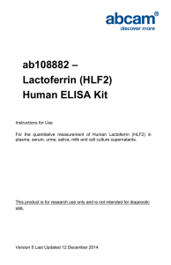 ab108882 – Lactoferrin (HLF2) Human ELISA Kit