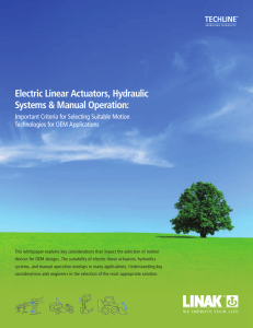Electric Linear Actuators, Hydraulic Systems &amp; Manual Operation: Technologies for OEM Applications