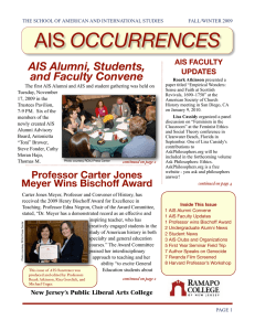 OCCURRENCES AIS Alumni, Students, and Faculty Convene AIS FACULTY