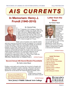 A I S   C U R R E N... In Memoriam: Henry J. Frundt (1940-2010) Letter from the