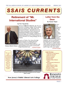 S S A I S   C U R... Retirement of “Mr. International Studies” Letter from the