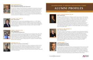 ALUMNI PROFILES SALAMENO SCHOOL OF AMERICAN &amp; INTERNATIONAL STUDIES SCOTT STAHLMANN ‘79