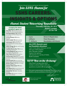 SSHS CAREERS: INSIGHTS &amp; OPTIONS Join SSHS Alumni for Alumni-Student Networking Roundtable