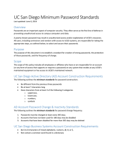 UC San Diego Minimum Password Standards Overview