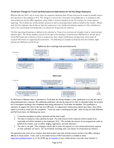 Timeframe Change for Travel and Entertainment Submissions for UC San...