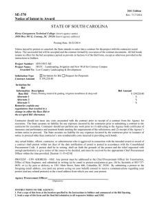 STATE OF SOUTH CAROLINA SE-370 Notice of Intent to Award