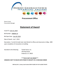 Statement of Award Procurement Office