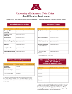 University of Minnesota Twin Cities Liberal Education Requirements