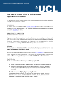 International Summer School for Undergraduates Application Guidance Notes