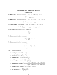 MATH 1260 - Test # 1 Sample Questions Formula Sheet