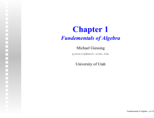 Chapter 1 Fundementals of Algebra Michael Giessing University of Utah