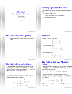 Forming Equivalent Equations Chapter 2