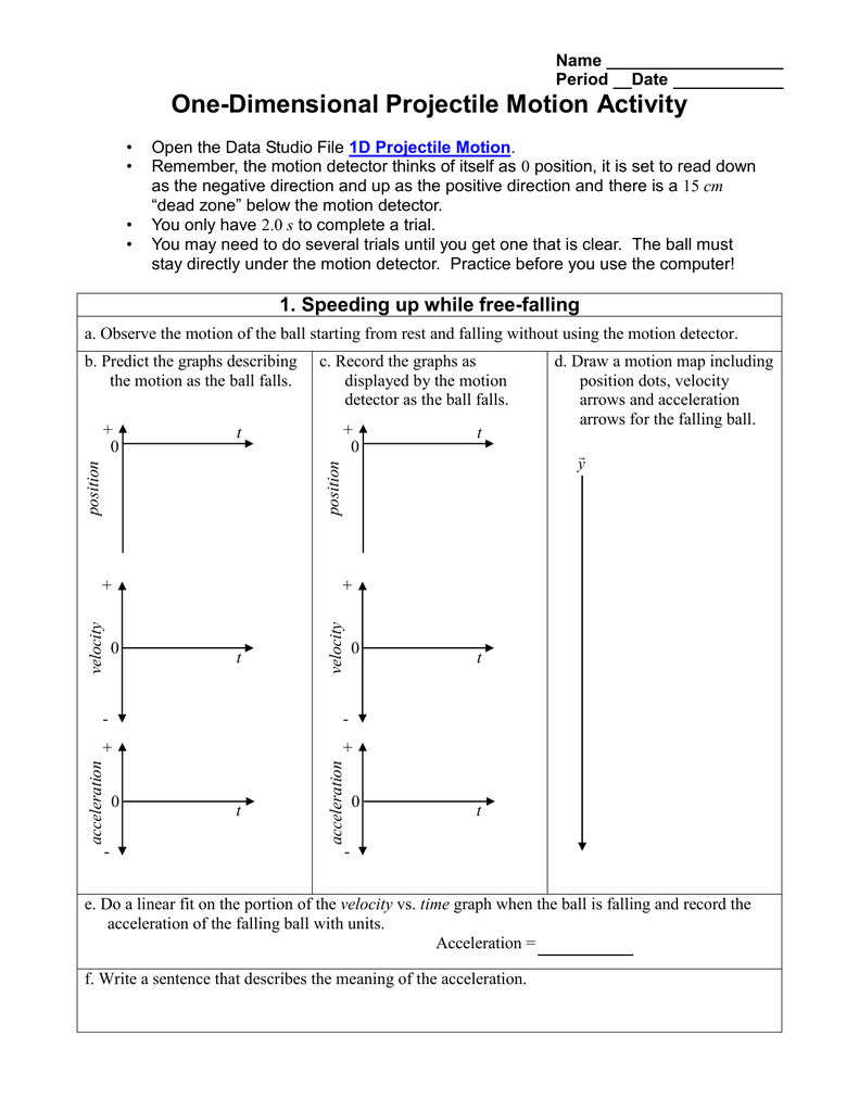 One-Dimensional Projectile Motion Activity