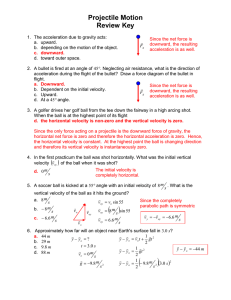 Projectile Motion Review Key