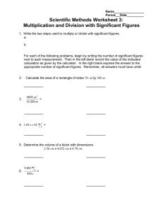 Scientific Methods Worksheet 3: Multiplication and Division with Significant Figures