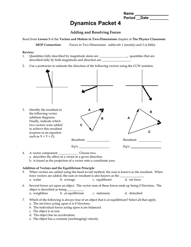 geometry vectors worksheet