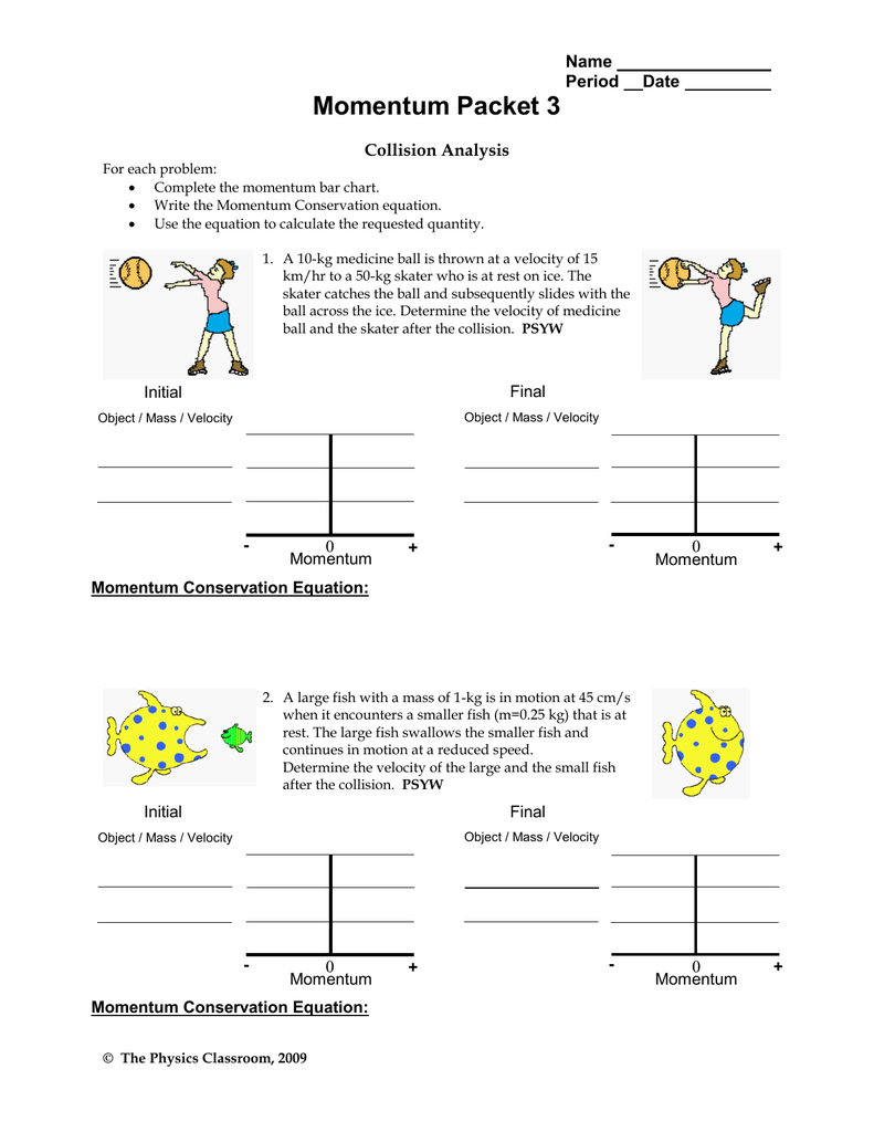 Momentum Packet 23 Name Period Date For Momentum And Collisions Worksheet Answers