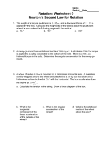 Rotation: Worksheet 9 Newton’s Second Law for Rotation