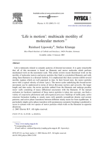 ‘Life is motion’: multiscale motility of molecular motors ARTICLE IN PRESS Reinhard Lipowsky