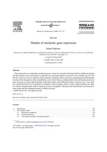 Models of stochastic gene expression Review Johan Paulsson