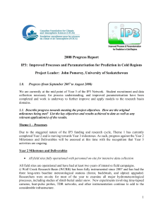 2008 Progress Report Project Leader:  John Pomeroy, University of Saskatchewan