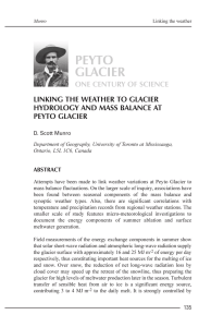 PEYTO GLACIER LINKING THE WEATHER TO GLACIER HYDROLOGY AND MASS BALANCE AT